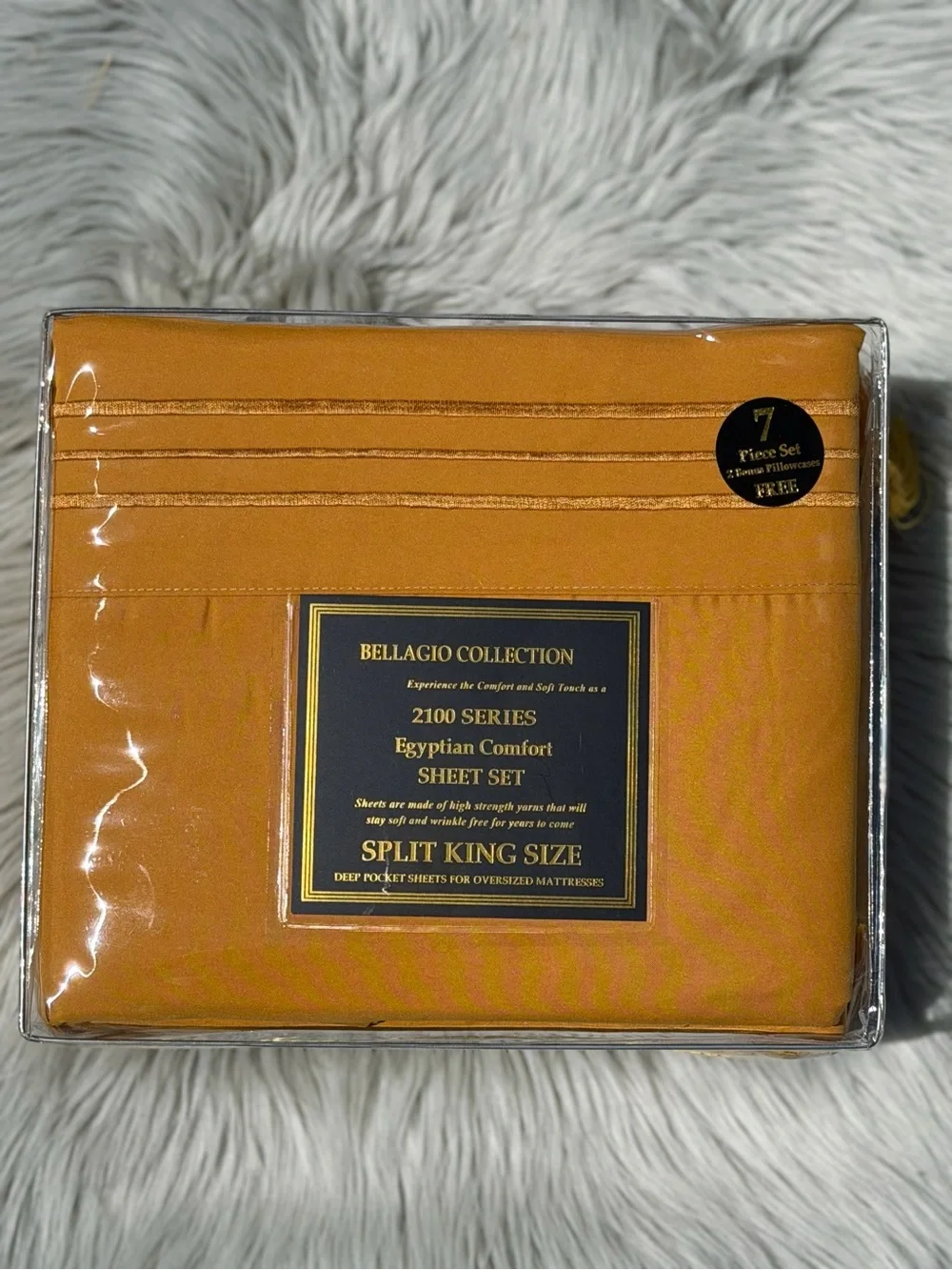 New 2100 Series Egyptian Comfort Split King Sheet Set Mustard